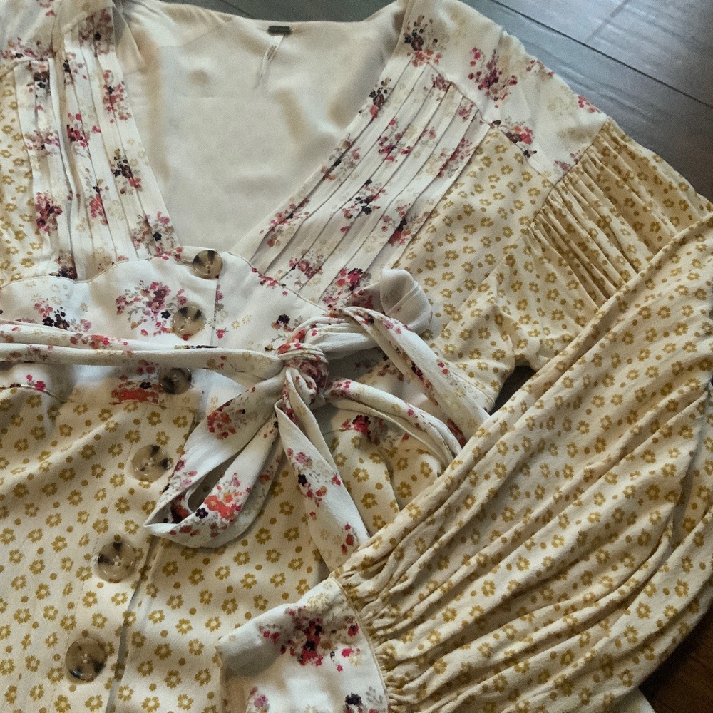 Free People Button Up Floral Mini Dress
